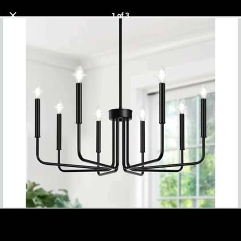 Modern Black 8-Light Candle Chandelier - 28" - New in box